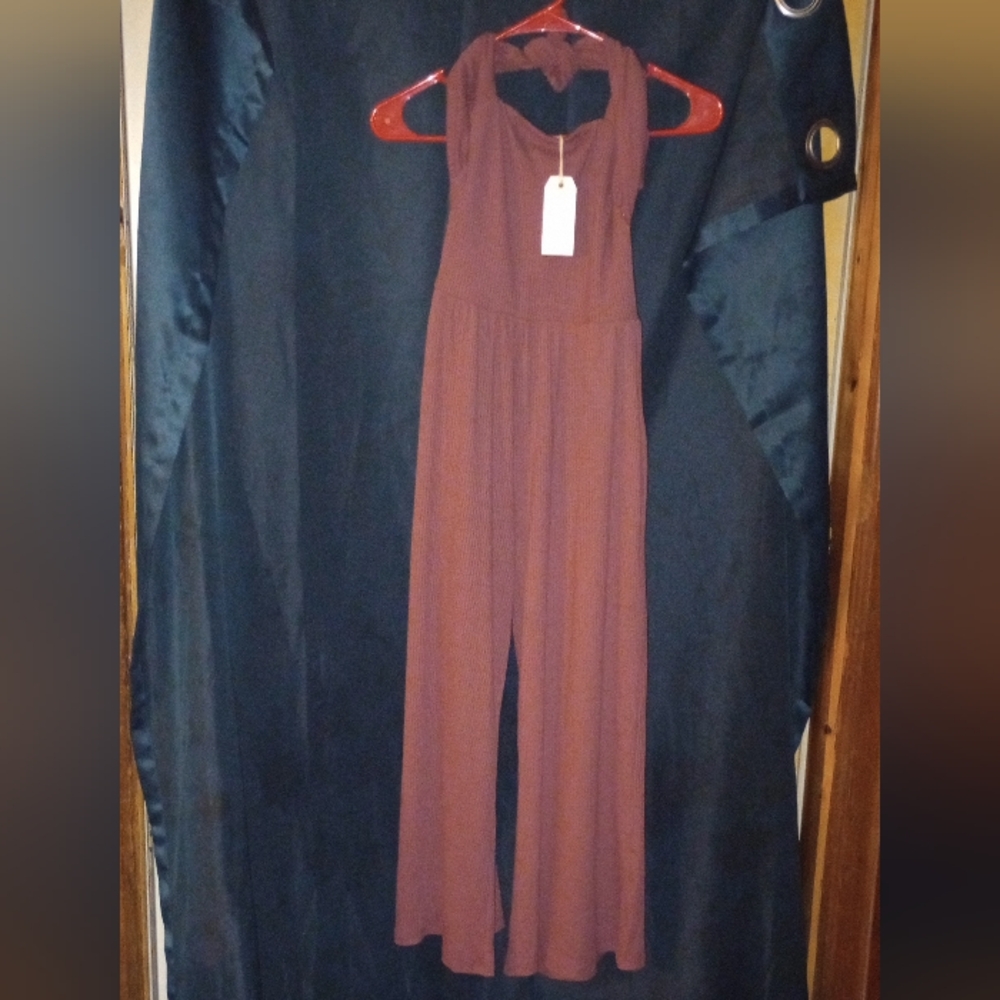 NWT- By Together Chic Burgundy Halter Jumpsuit